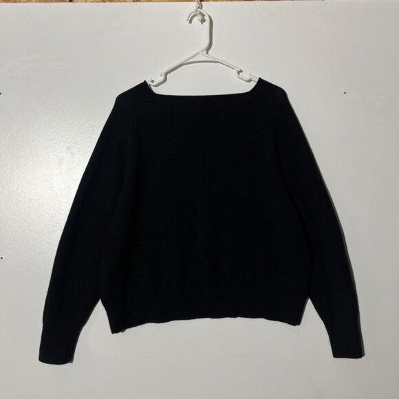 QUINCE 100% Mongolian Cashmere Boatneck Black Sweater Women's Size Large - Picture 4 of 7